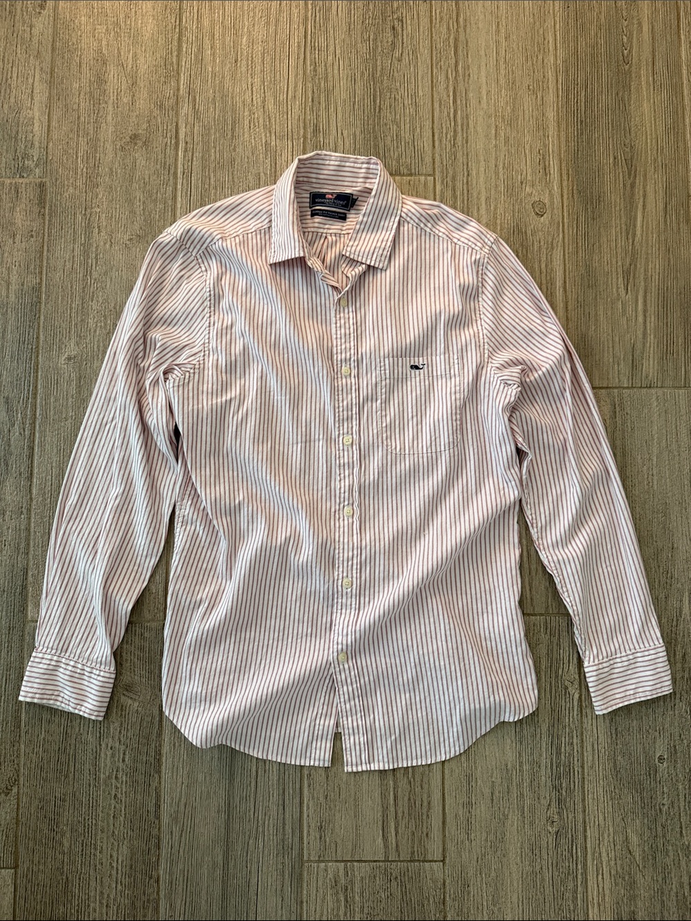 Vineyard Vines Slim Fit Pink & White Striped Button-Down Shirt
